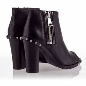 Ash Patty Peep Toe Studded Leather Stacked Heel